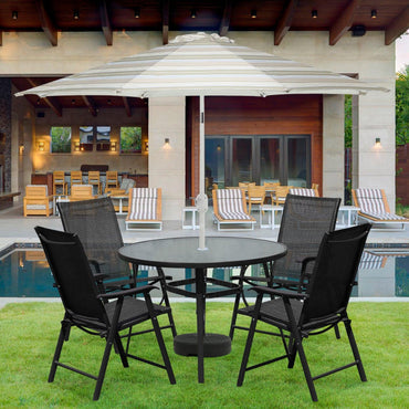 Folding Patio Chairs - Set of 4, Ideal for Patio and Outdoor Use Aoodor Black