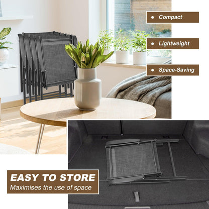 Folding Patio Chairs - Set of 4, Ideal for Patio and Outdoor Use Aoodor Black