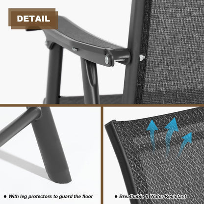 Folding Patio Chairs - Set of 4, Ideal for Patio and Outdoor Use Aoodor Black