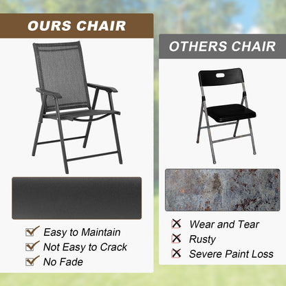 Folding Patio Chairs - Set of 4, Ideal for Patio and Outdoor Use Aoodor Black