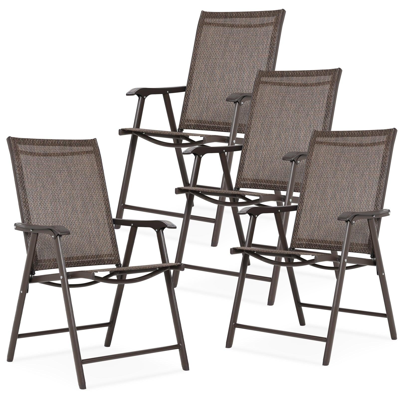 Folding Patio Chairs - Set of 4, Ideal for Patio and Outdoor Use Aoodor Brown