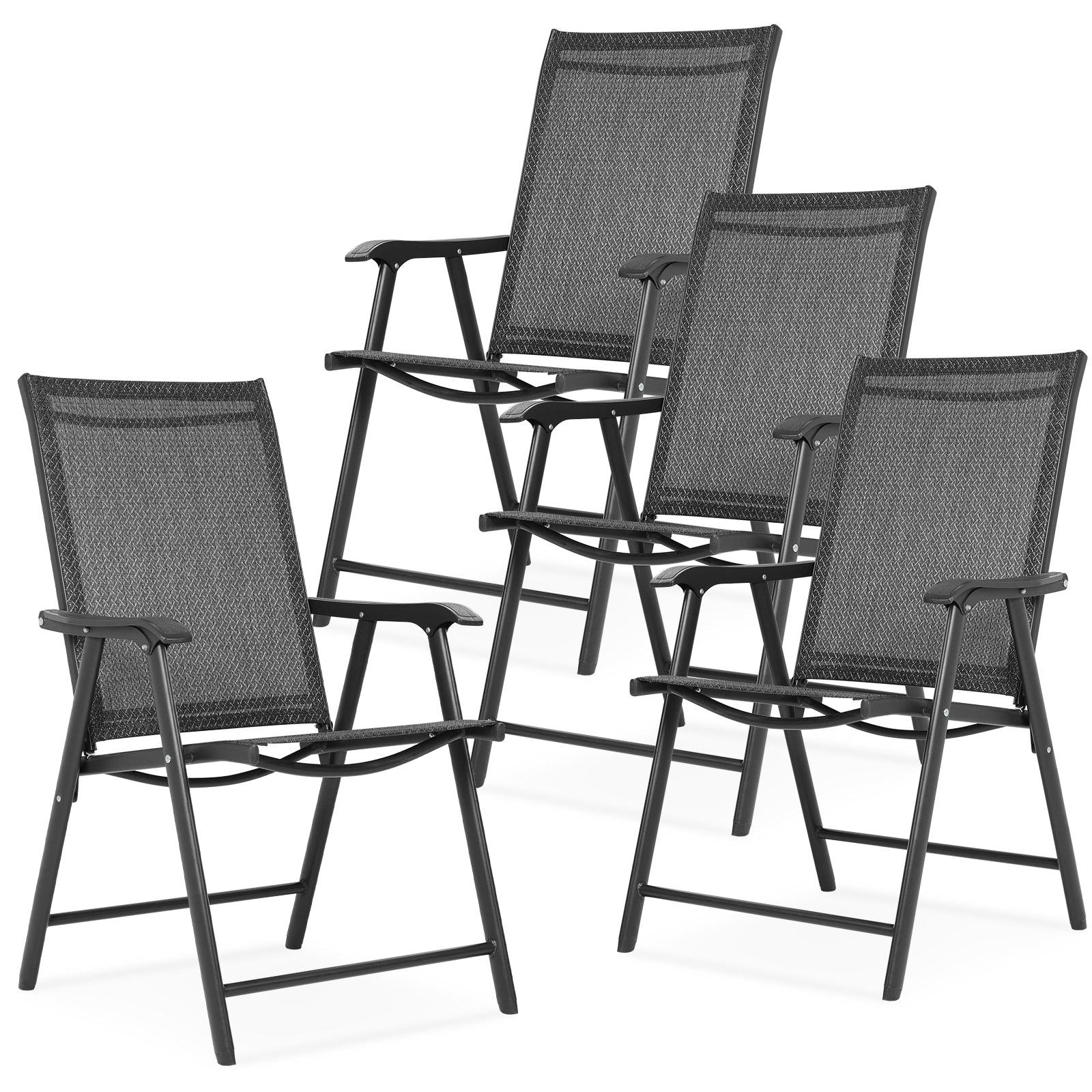 Folding Patio Chairs - Set of 4, Ideal for Patio and Outdoor Use Aoodor Black