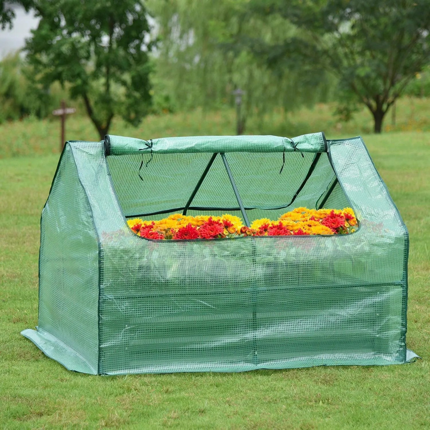 Greenhouse With Raised Garden Beds 4ft. x 4ft. x 3ft. Greenhouse Aoodor