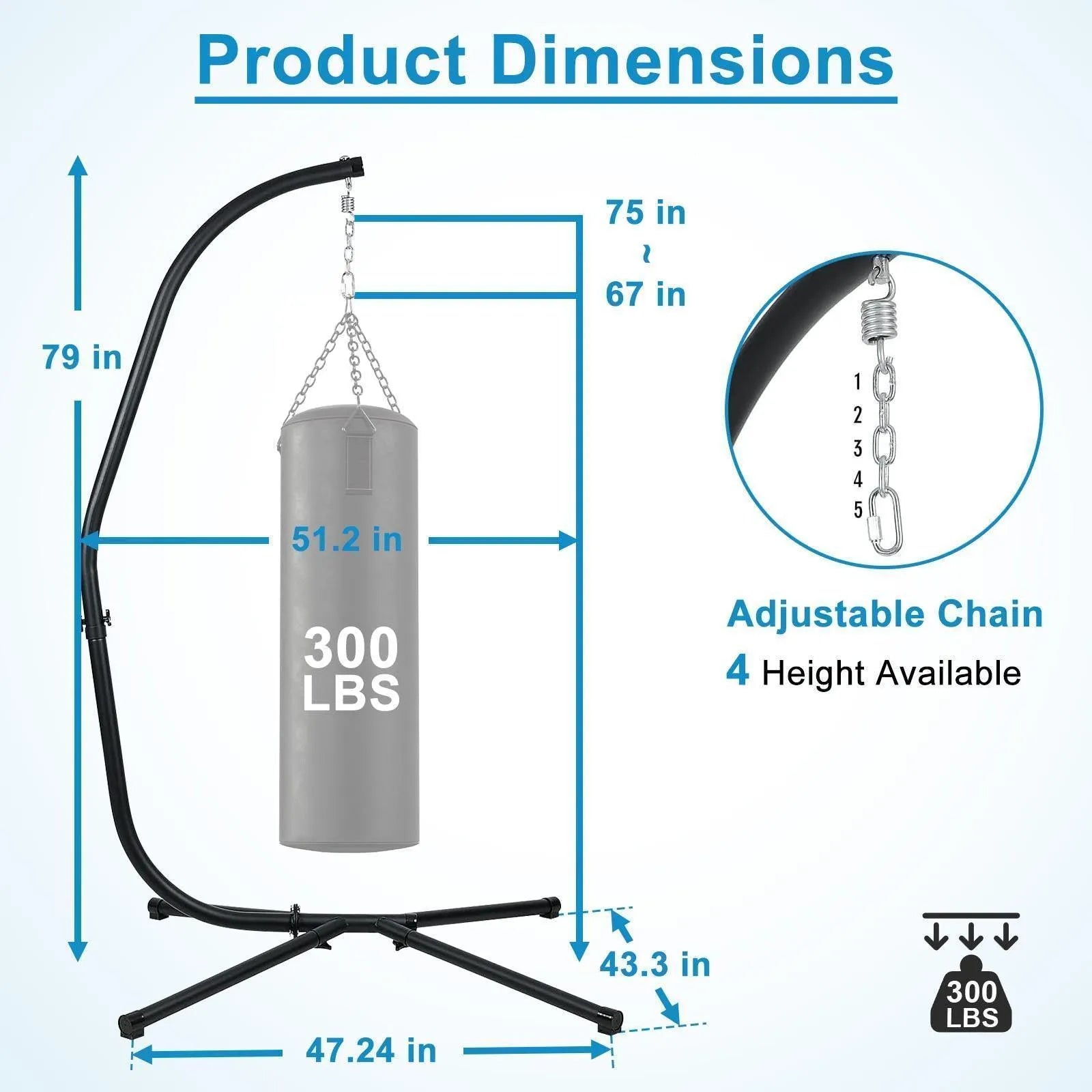 Hammock Steel Stand Only C-Stand - 300 Pound Capacity  Aoodor LLC