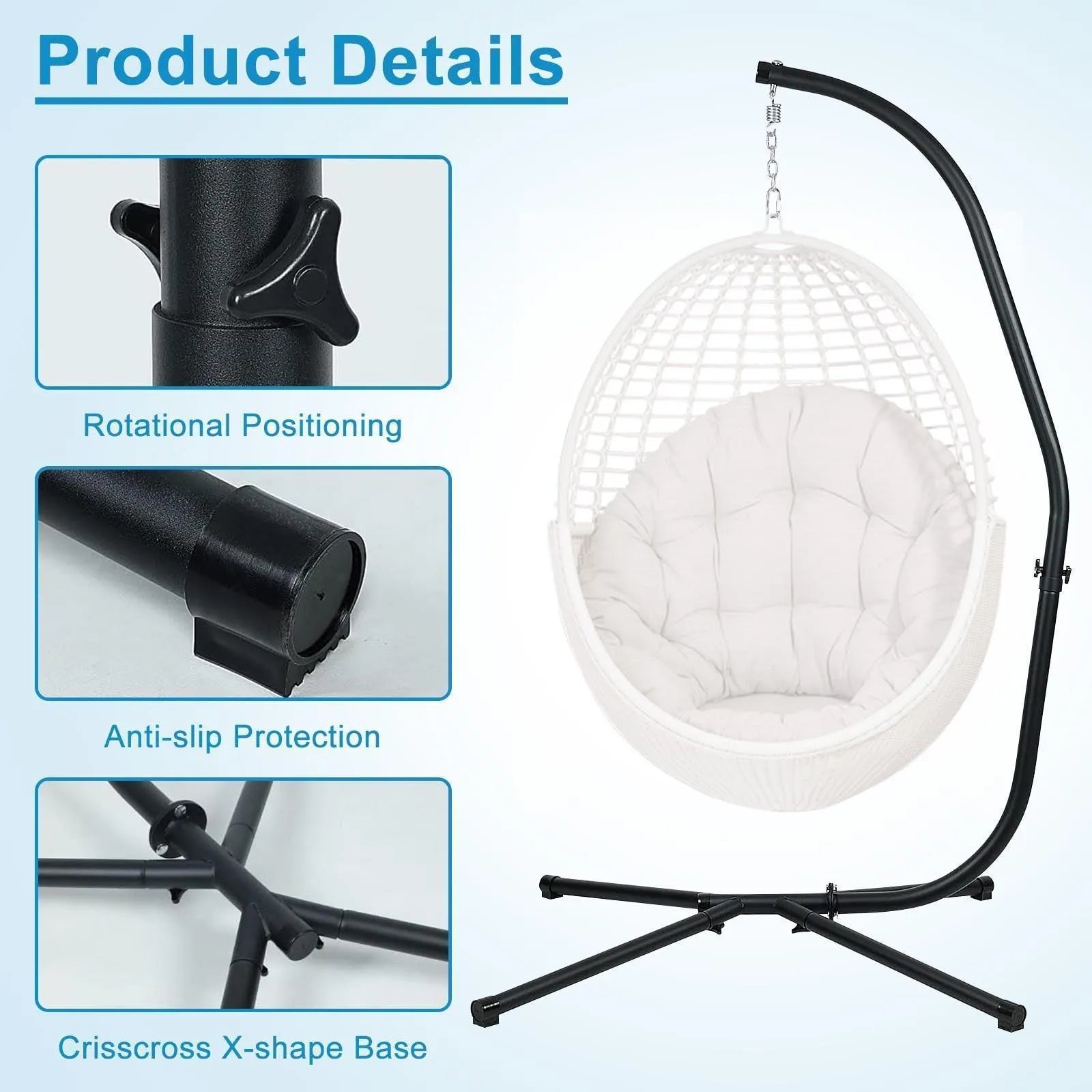 Hammock Steel Stand Only C-Stand - 300 Pound Capacity  Aoodor LLC