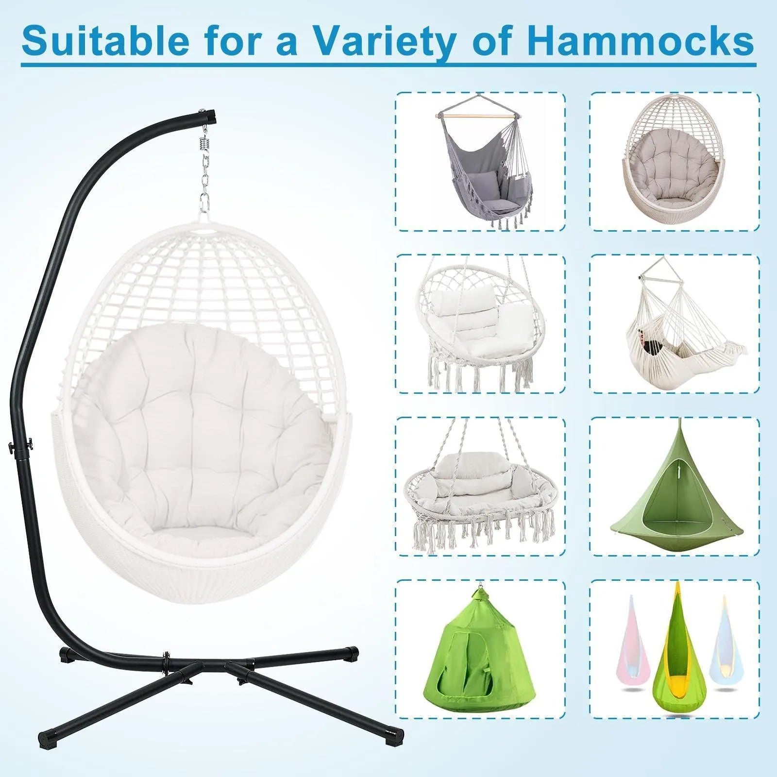 Hammock Steel Stand Only C-Stand - 300 Pound Capacity  Aoodor LLC
