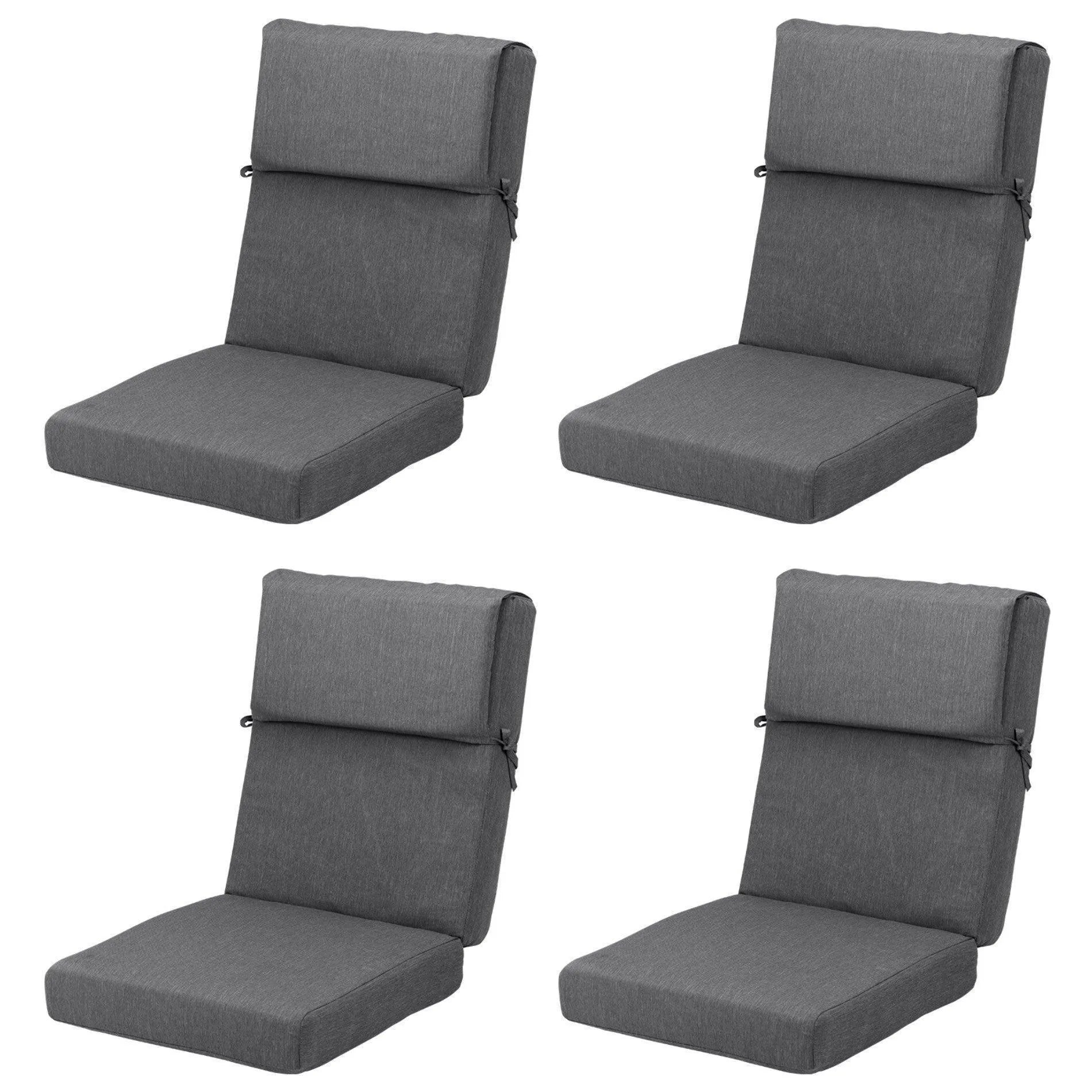 High Back Chair Cushions Set of 4, UV-Protected & Water-Resistant, 45 x 22 x 4 Inches Charcoal Aoodor
