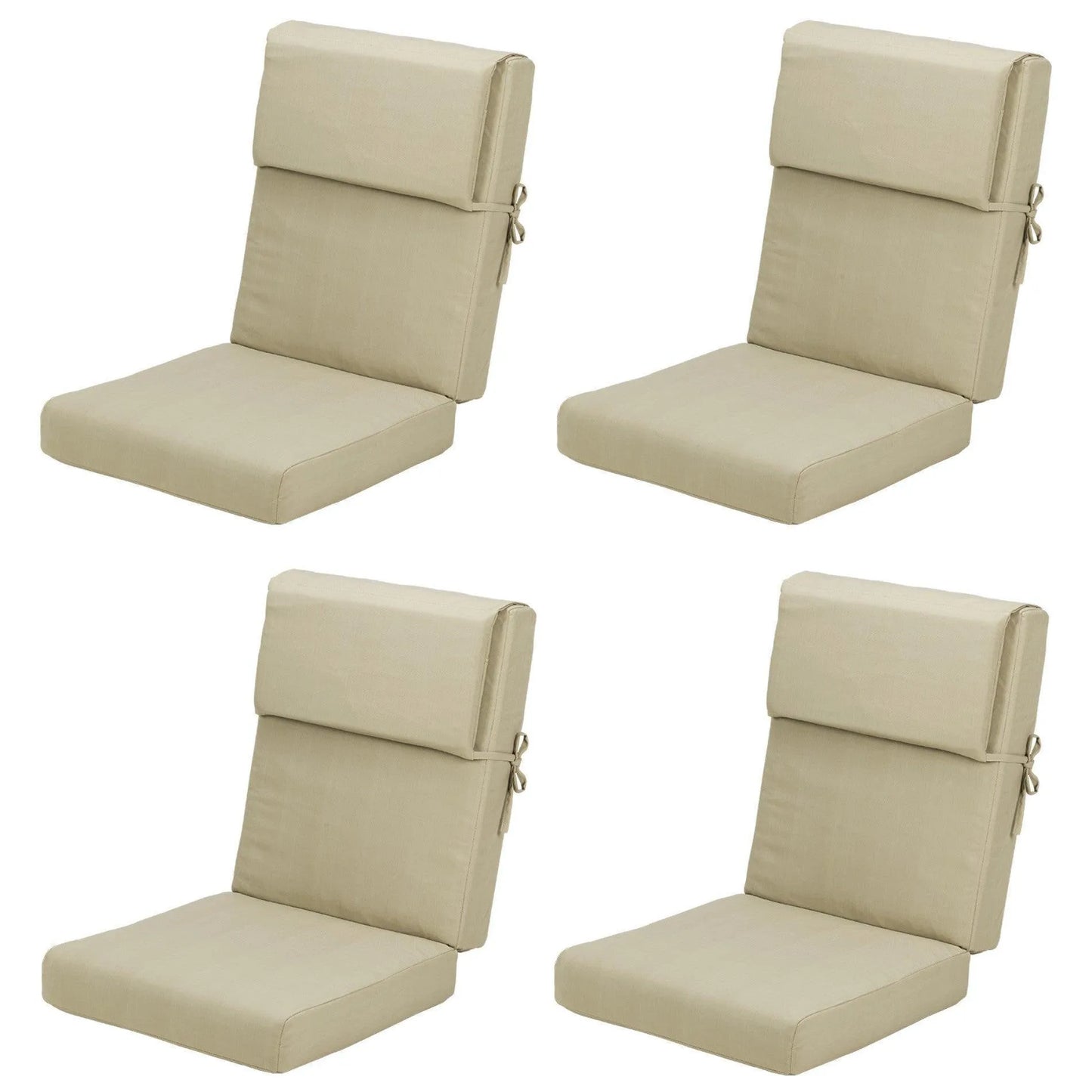 High Back Chair Cushions Set of 4, UV-Protected & Water-Resistant, 45 x 22 x 4 Inches Brown Aoodor