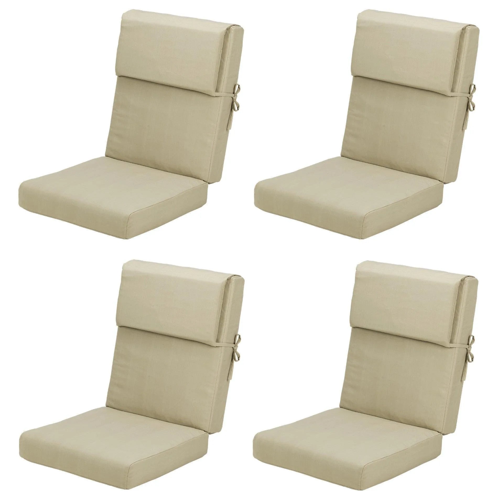 High Back Chair Cushions Set of 4, UV-Protected & Water-Resistant, 45 x 22 x 4 Inches Brown Aoodor