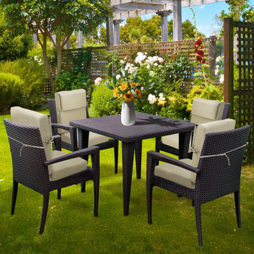 High Back Chair Cushions Set of 4, UV-Protected & Water-Resistant, 45 x 22 x 4 Inches Brown Aoodor