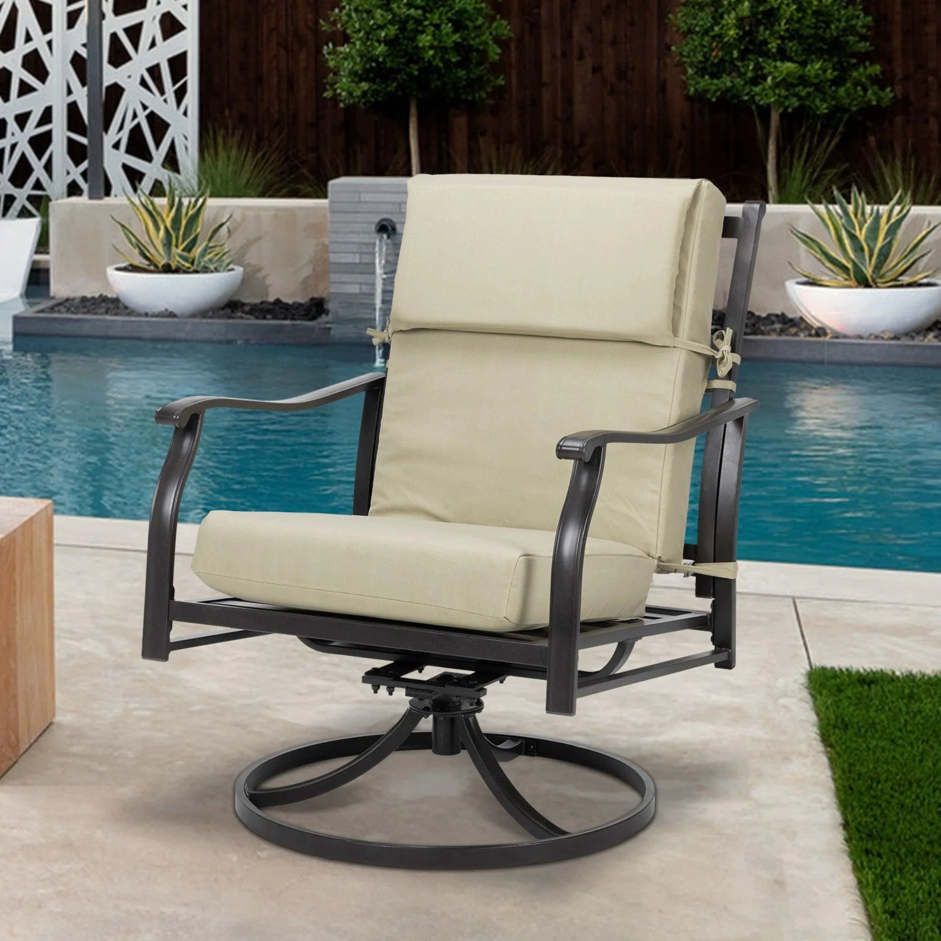High Back Chair Cushions Set of 4, UV-Protected & Water-Resistant, 45 x 22 x 4 Inches Brown Aoodor