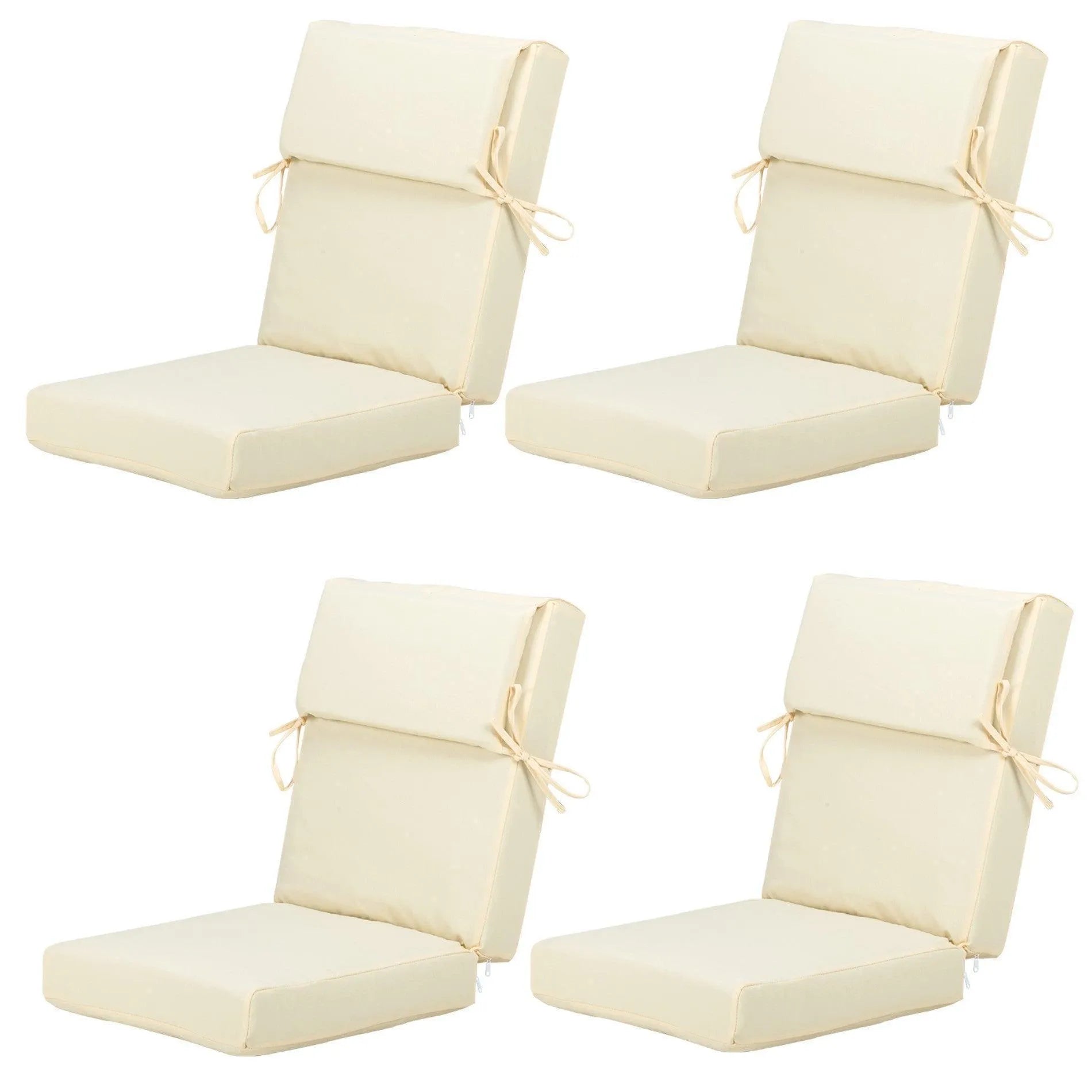Aoodor High Back Chair Cushions Set of 4, UV-Protected & Water-Resistant, 45 x 22 x 4 Inches Lightyellow