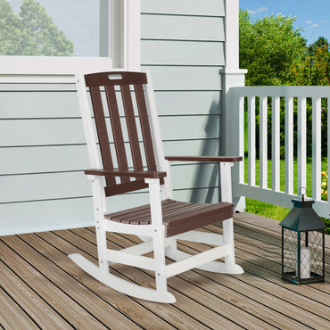 Outdoor Rocking Chair, Ergonomic HDPE Rockers with All-Weather Design