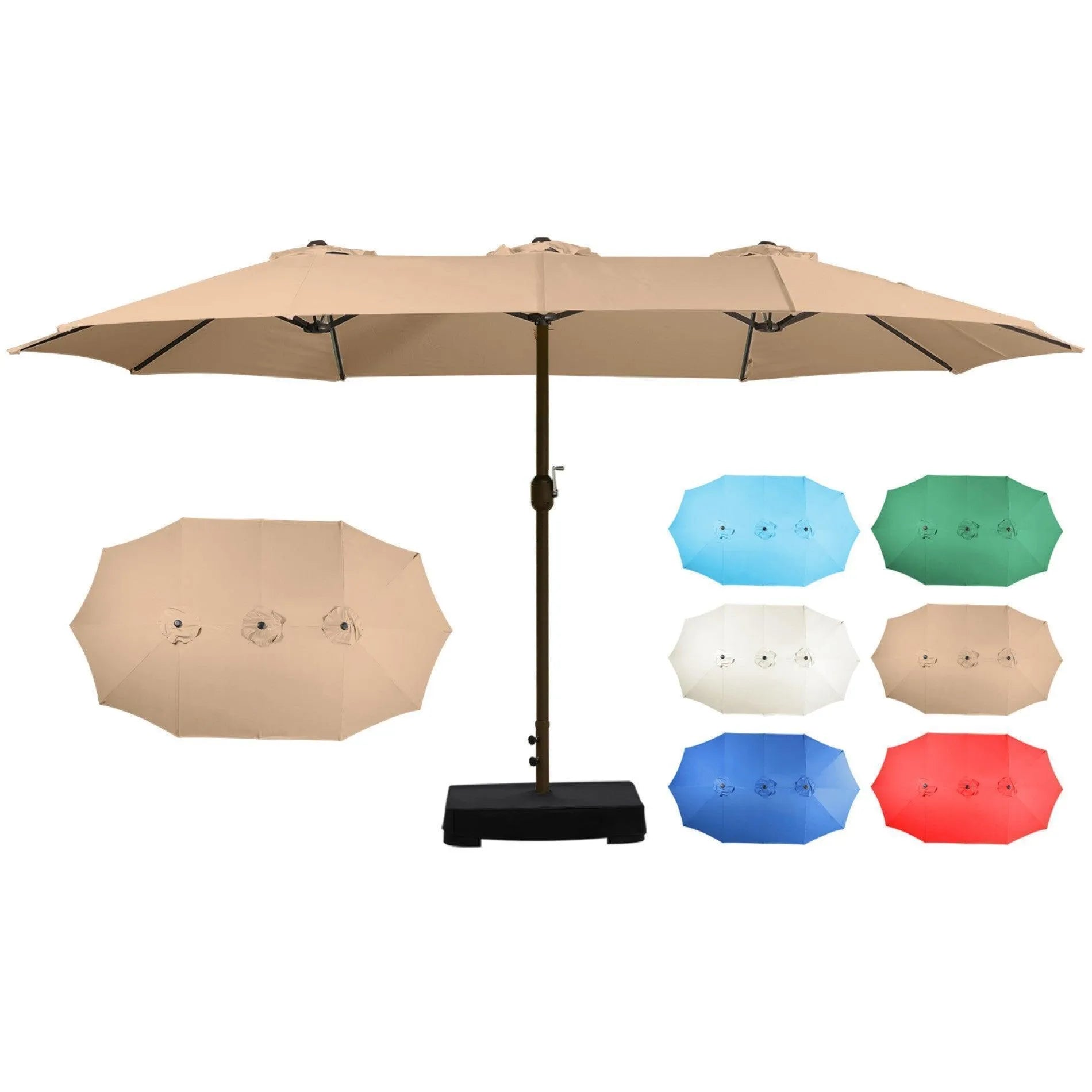 15 ft. Double Sided Market Patio Umbrella with Base