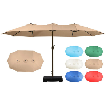 Market Umbrella with Base Stand 15 Ft.Brown Aoodor