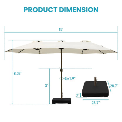 Market Umbrella with Base Stand 15 Ft. off-white Aoodor
