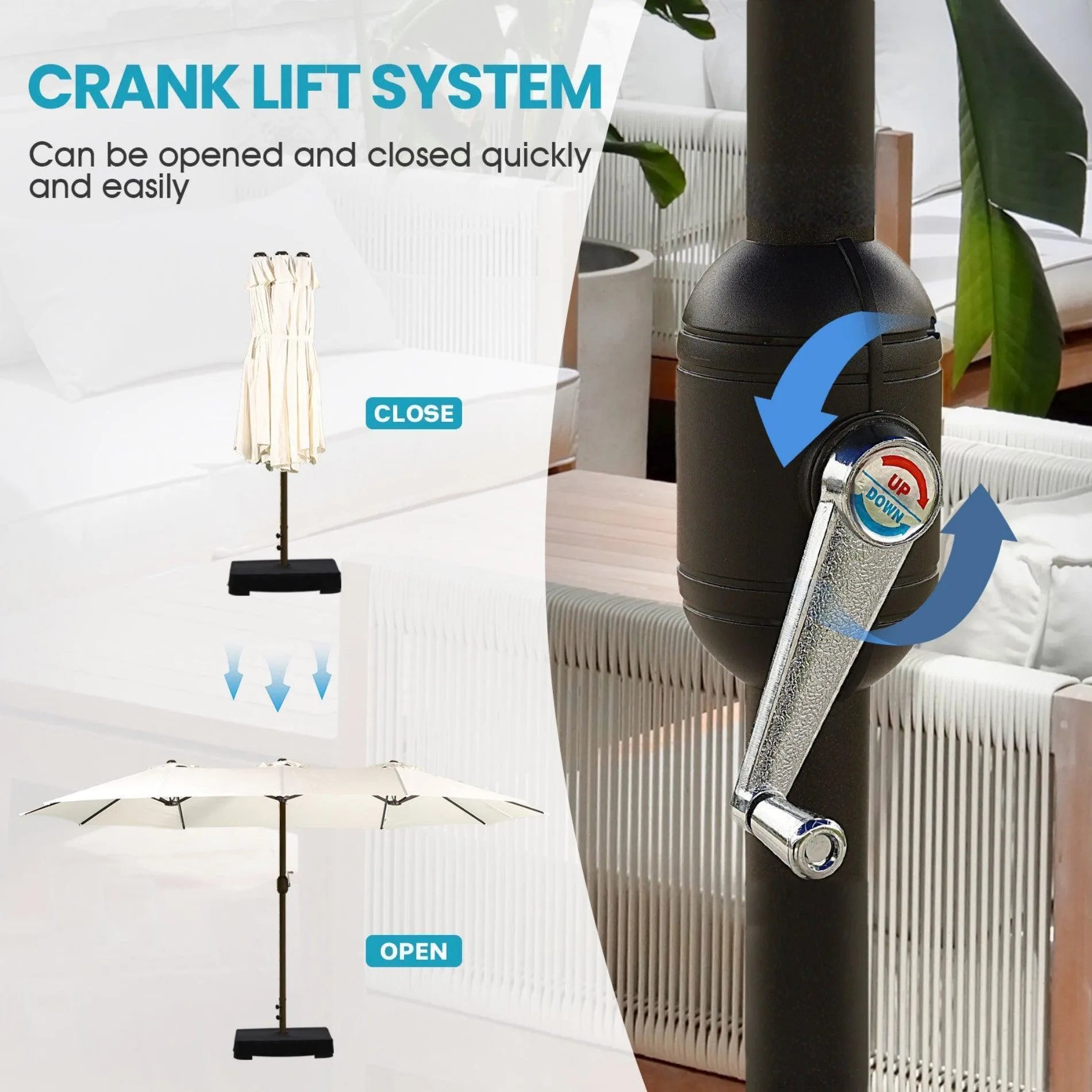 Market Umbrella with Base Stand 15 Ft. off-white Aoodor