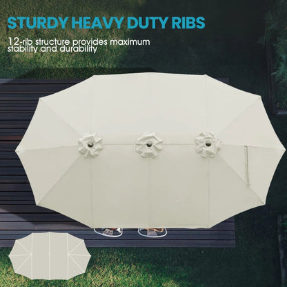 Market Umbrella with Base Stand 15 Ft. off-white Aoodor