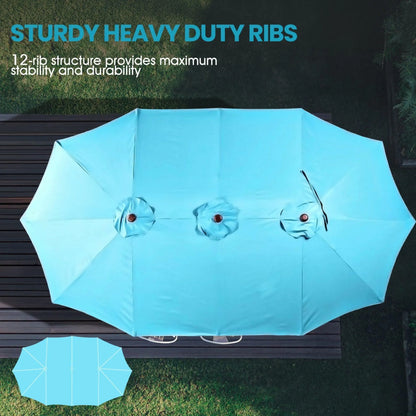 Market Umbrella with Base Stand 15 Ft. Light Blue Aoodor