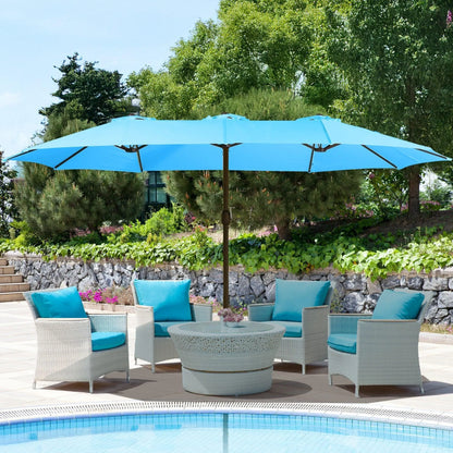 Market Umbrella with Base Stand 15 Ft. Light Blue Aoodor