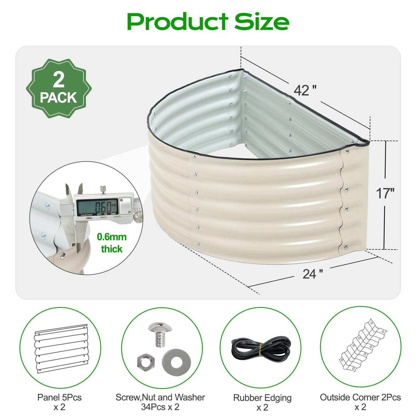 42x24x17 inch Metal Raised Garden Bed, Outdoor Garden Planter Box - Set of 2 - Aoodor 