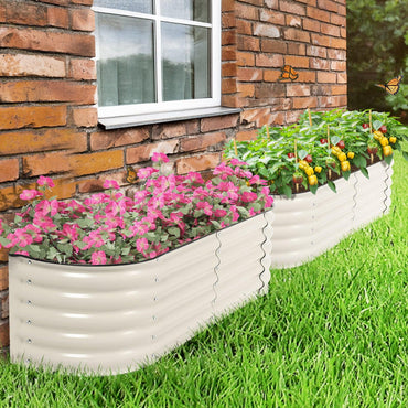 Metal raised garden Bed - 60'' x 24'' x 17''(H)- Beige Aoodor