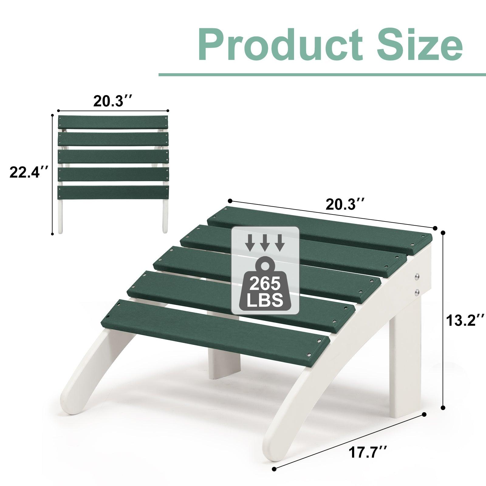Outdoor Adirondack Ottoman - Weather-Resistant HDPE Patio Footrest for Ultimate Relaxation Aoodor