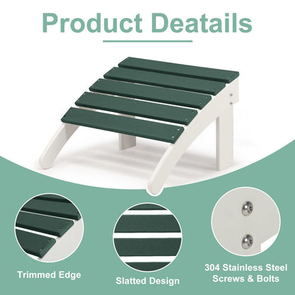 Outdoor Adirondack Ottoman - Weather-Resistant HDPE Patio Footrest for Ultimate Relaxation Aoodor