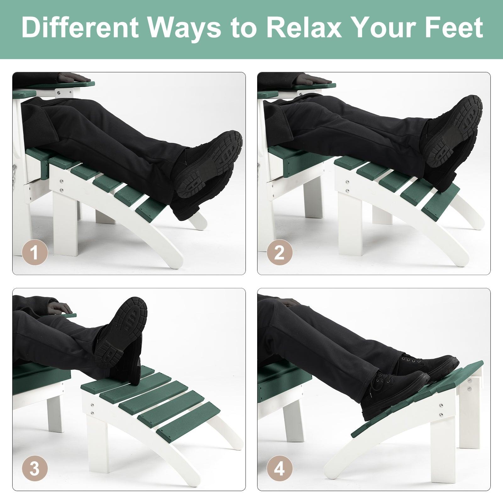 Outdoor Adirondack Ottoman - Weather-Resistant HDPE Patio Footrest for Ultimate Relaxation Aoodor