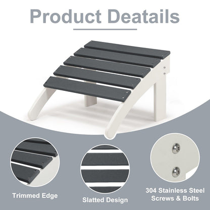 Outdoor Adirondack Ottoman - Weather-Resistant HDPE Patio Footrest for Ultimate Relaxation Aoodor