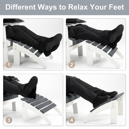 Outdoor Adirondack Ottoman - Weather-Resistant HDPE Patio Footrest for Ultimate Relaxation Aoodor