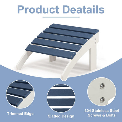 Outdoor Adirondack Ottoman - Weather-Resistant HDPE Patio Footrest for Ultimate Relaxation Aoodor