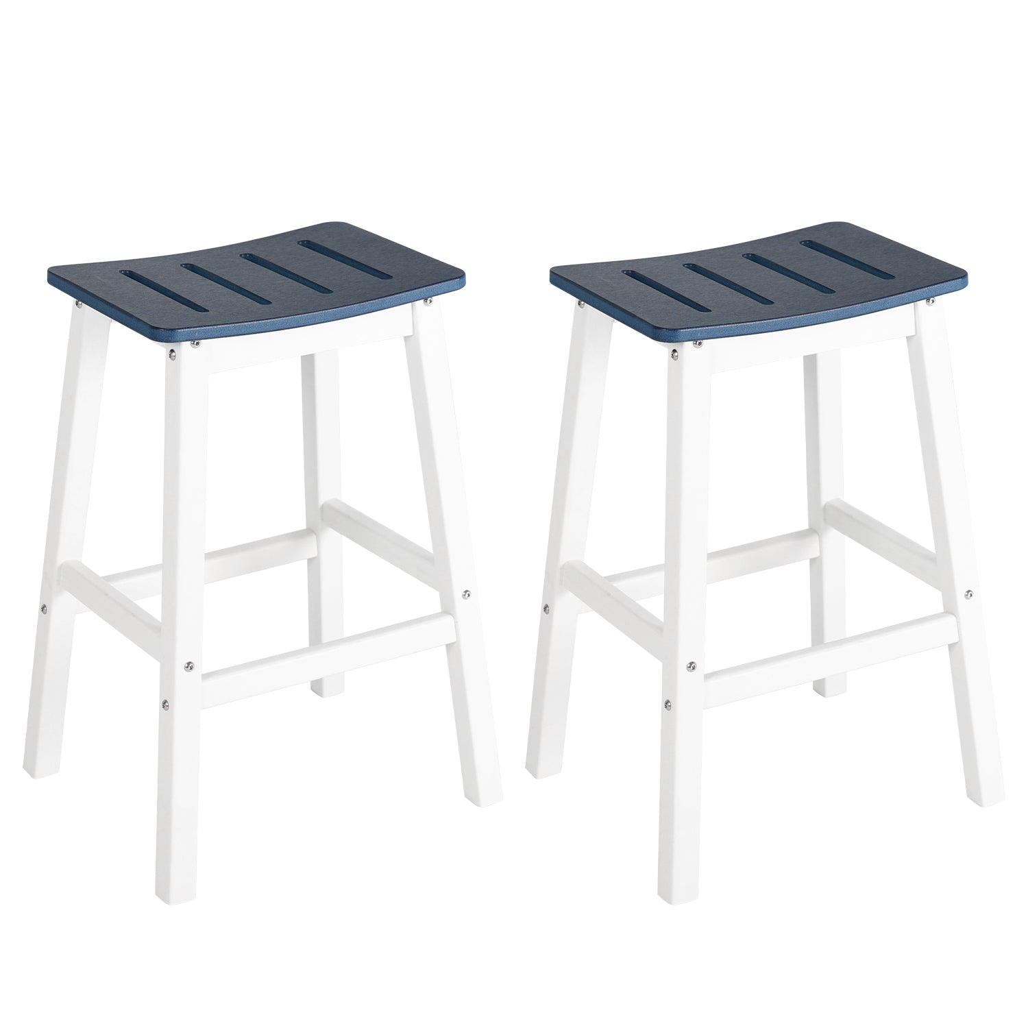 Outdoor Bar Stools,Set of 2 Bar Chairs, 28 Inch HDPE Patio Counter Height Bar Stools with Footrest for Backyard, Garden, Lawn and Patio Aoodor Aoodor 