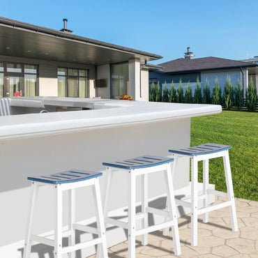 Outdoor Bar Stools,Set of 2 Bar Chairs, 28 Inch HDPE Patio Counter Height Bar Stools with Footrest for Backyard, Garden, Lawn and Patio Aoodor