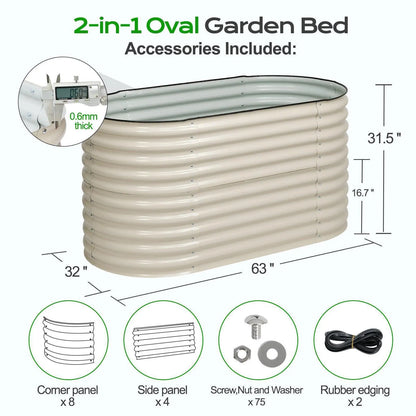 Oval Modular Aluzinc Raised Garden Bed Planter Aoodor LLC Beige