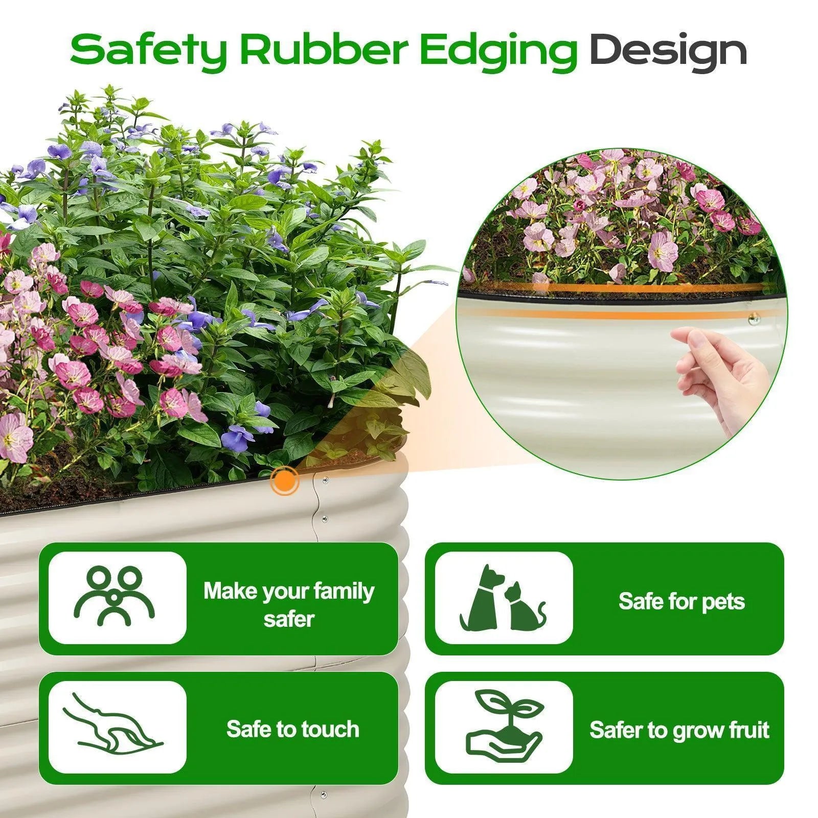 Oval Modular Aluzinc Raised Garden Bed Planter Aoodor LLC Beige