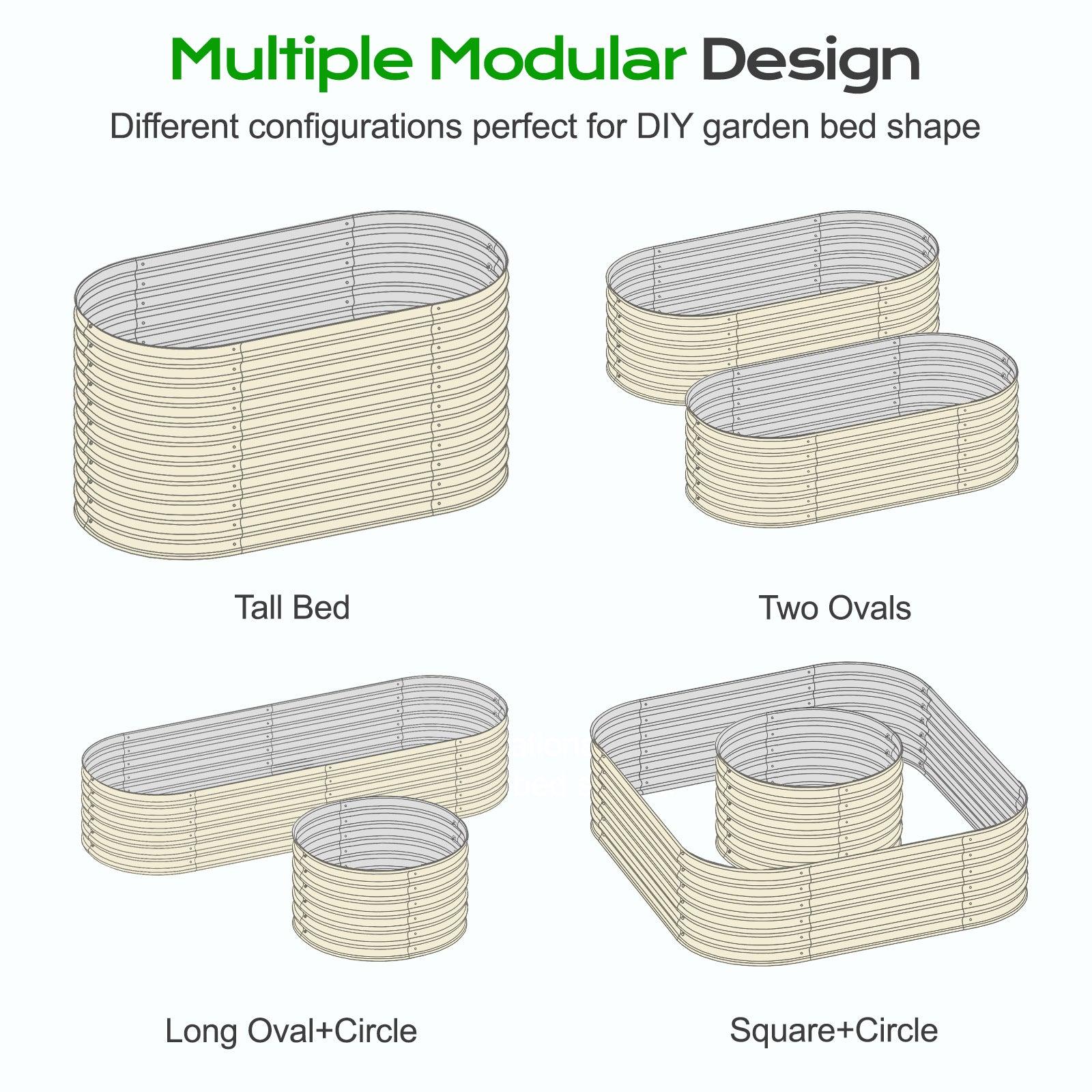 Oval Modular Aluzinc Raised Garden Bed Planter Aoodor LLC Beige