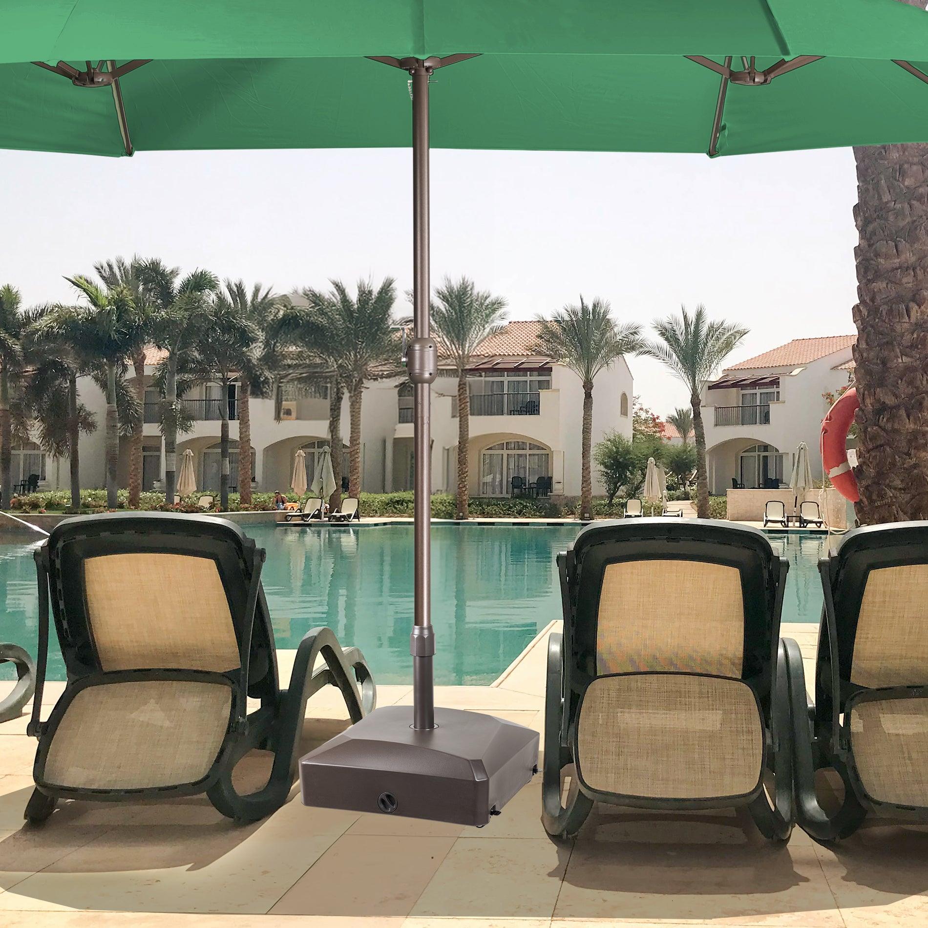 adjustable patio umbrellas Patio Umbrella Base with 4 Wheels and 2 Locks, Heavy Duty Fillable Market Umbrella Stand