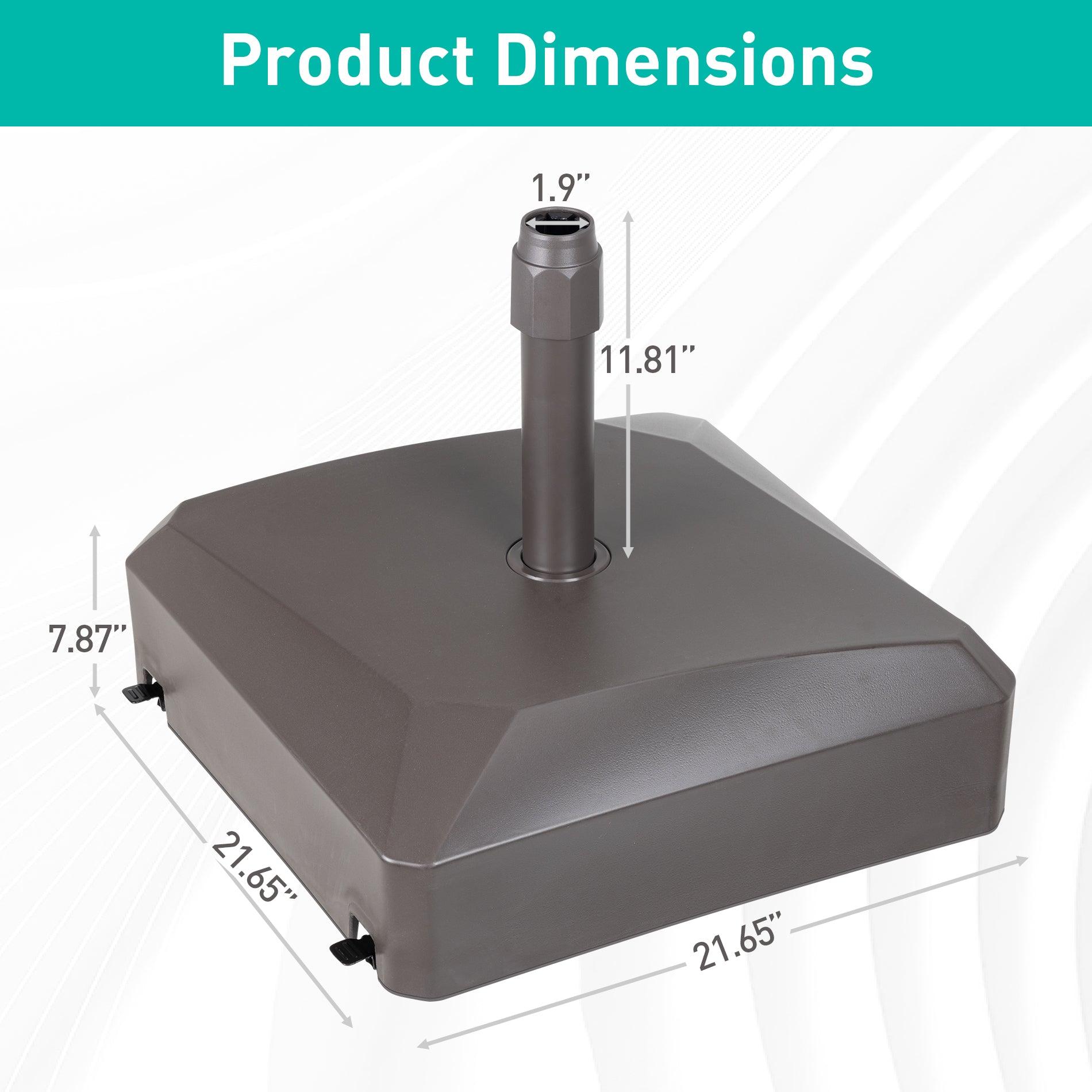 Patio Umbrella Base with 4 Wheels and 2 Locks, Heavy Duty Fillable Market Umbrella Stand