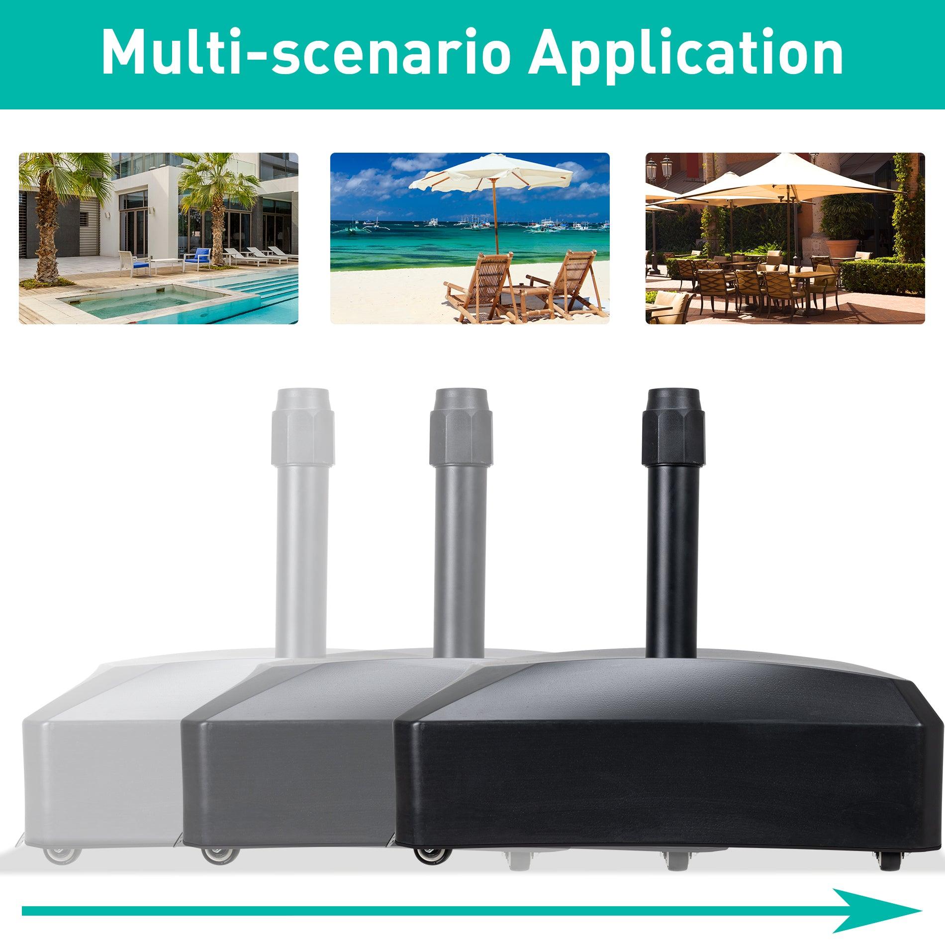 fillable patio umbrella stand Patio Umbrella Base with 4 Wheels and 2 Locks, Heavy Duty Fillable Market Umbrella Stand