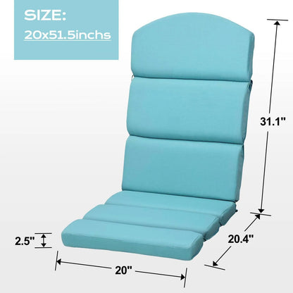 Patio Chair Cushion Set of 2 - High-Back Adirondack Patio Cushions with Ties, 52''x20''x2.75'', Olifen Fabric Slipcover CUSHION Aoodor LLC Blue