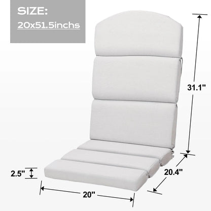 Patio Chair Cushion Set of 2 - High-Back Adirondack Patio Cushions with Ties, 52''x20''x2.75'', Olifen Fabric Slipcover CUSHION Aoodor LLC Light grey