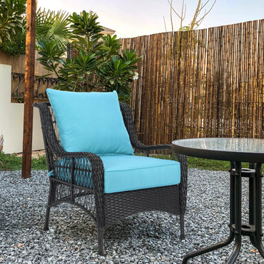 Patio Deep Chair Cushion, 2 Back 2 Seater 2 Pillow, Blue Aoodor