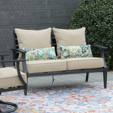 Patio Deep Chair Cushion, 2 Back 2 Seater 2 Pillow, Brown Aoodor