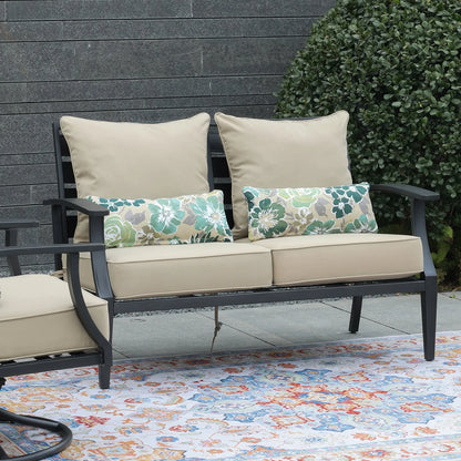 Patio Deep Chair Cushion, 2 Back 2 Seater 2 Pillow, Brown Aoodor