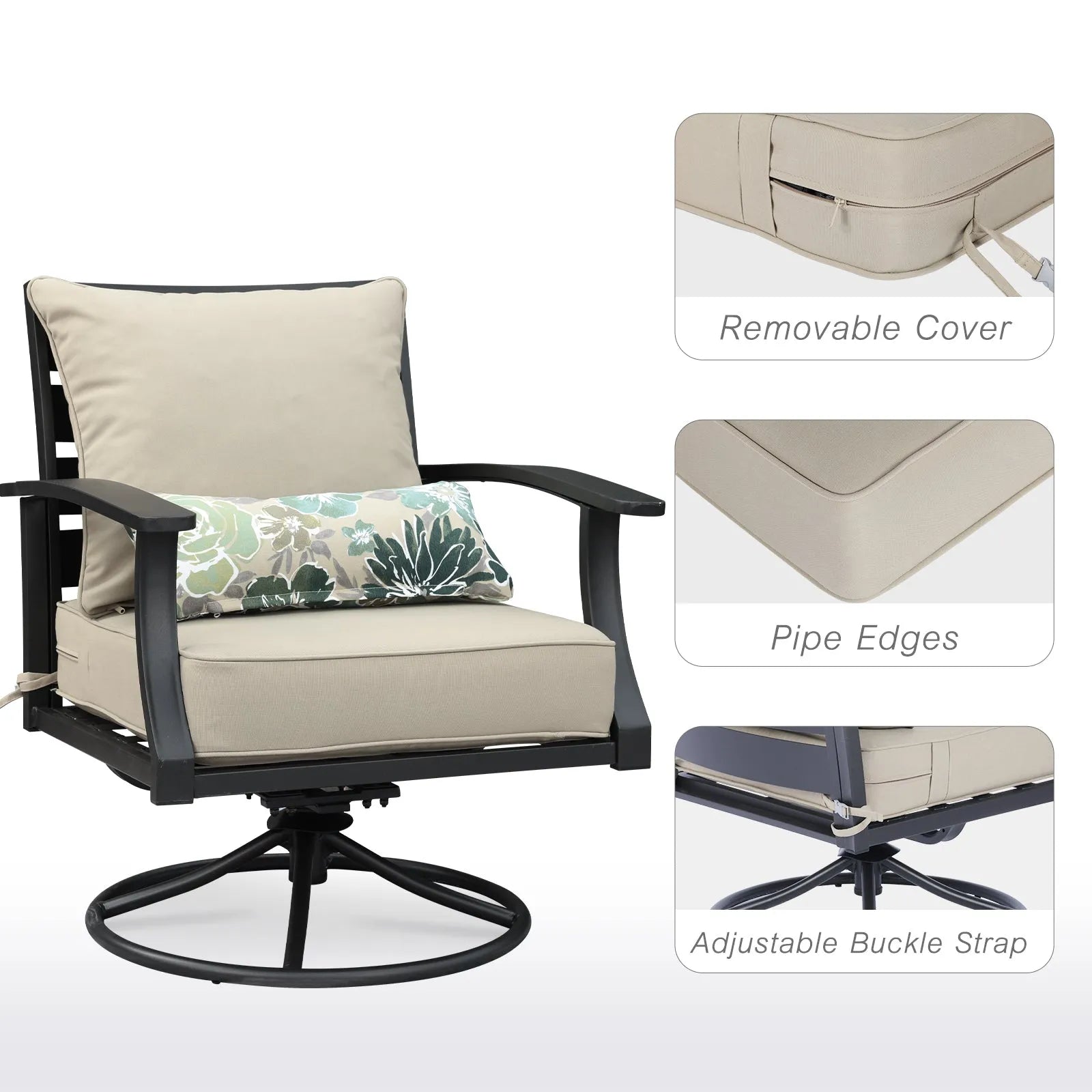 Patio Deep Chair Cushion, 2 Back 2 Seater 2 Pillow, Brown Aoodor More Detail