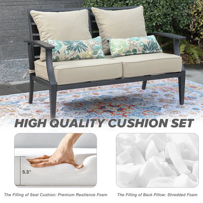 Patio Deep Chair Cushion, 2 Back 2 Seater 2 Pillow, Brown Aoodor High Quality Cushion Set