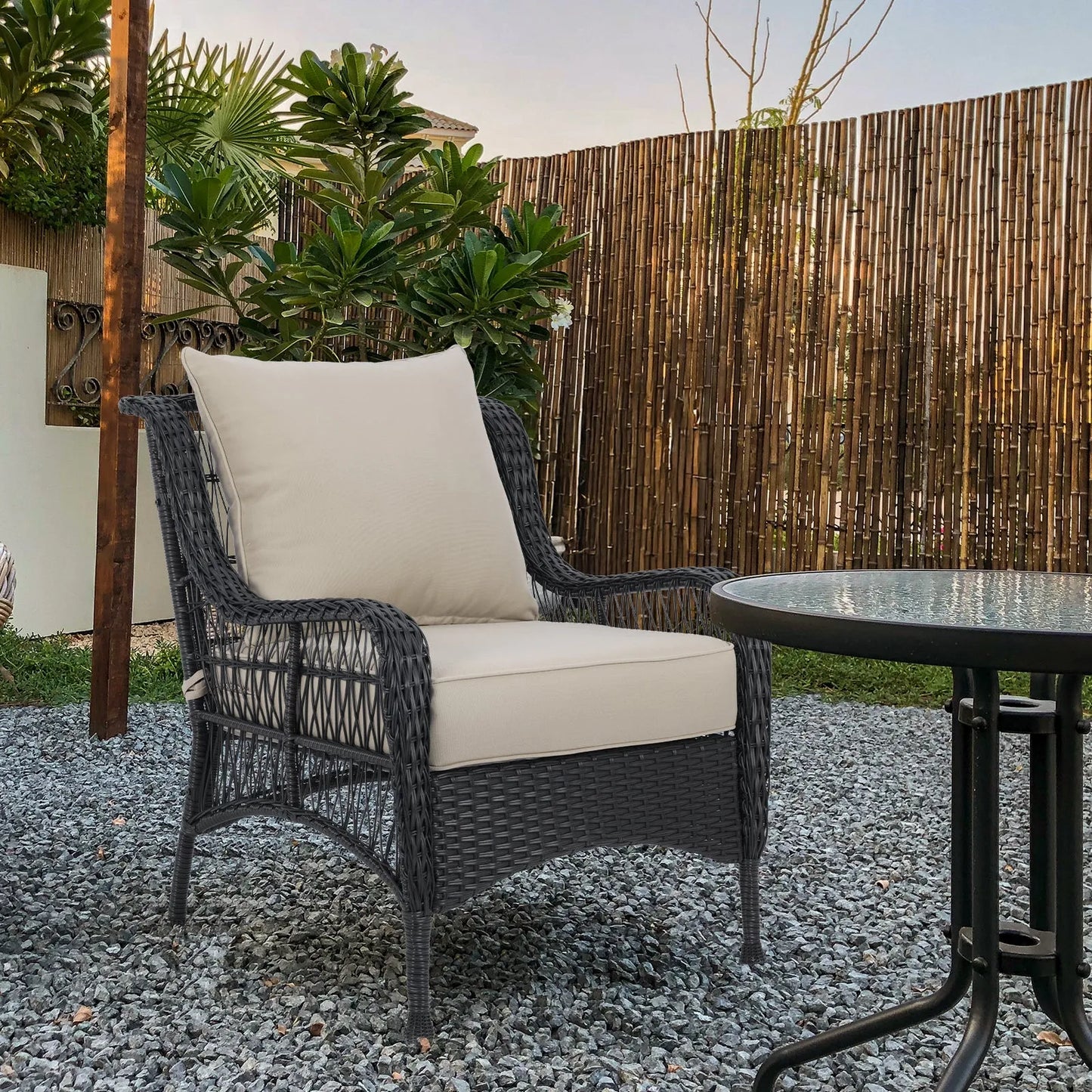 Patio Deep Chair Cushion, 2 Back 2 Seater 2 Pillow, Brown Aoodor
