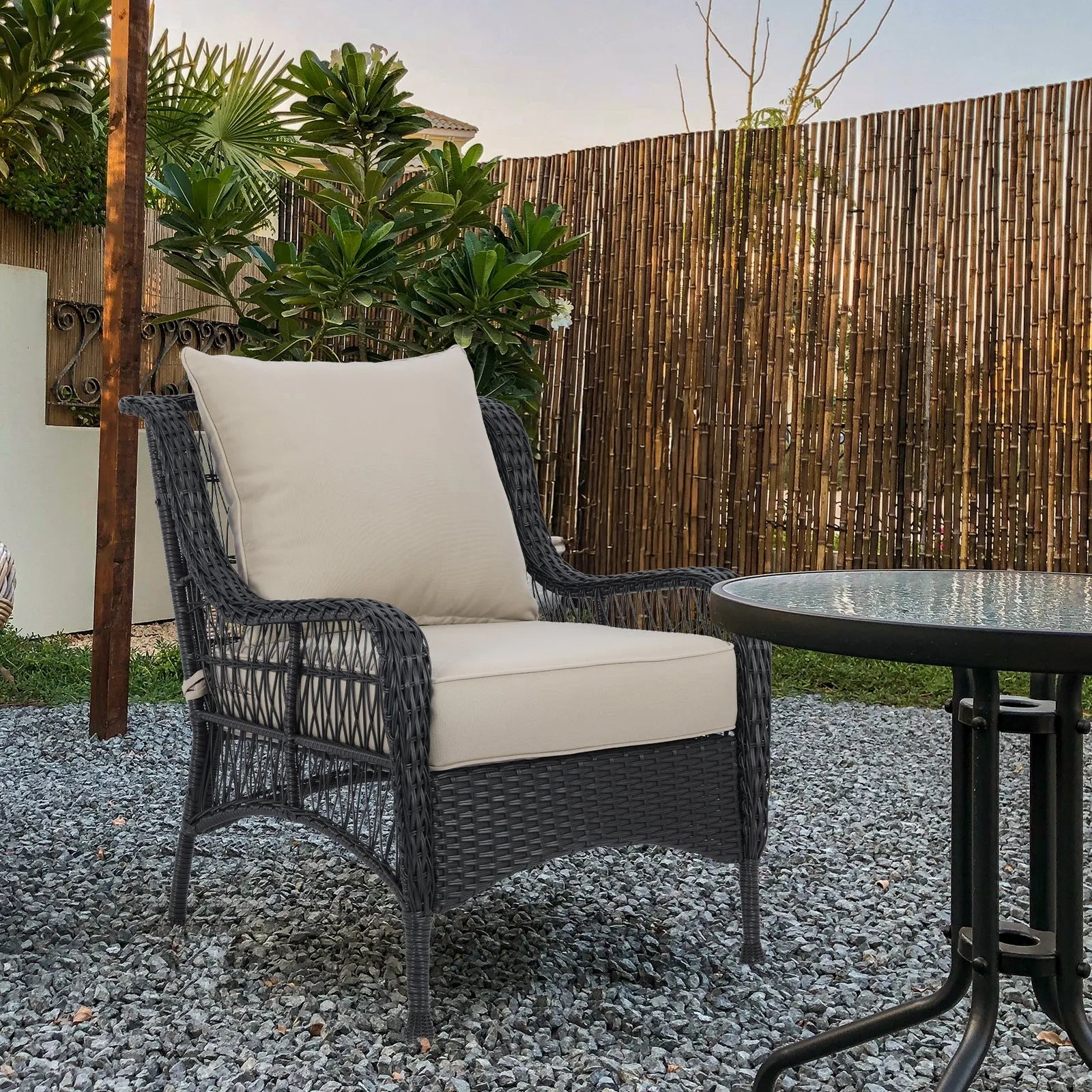 Patio Deep Chair Cushion, 2 Back 2 Seater 2 Pillow, Brown Aoodor