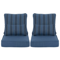 Patio Deep Chair Cushion, 2 Back 2 Seater 2 Pillow, Dark Blue Stripe Aoodor 